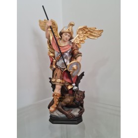 Scultura in legno San Michele arcangelo cm 40