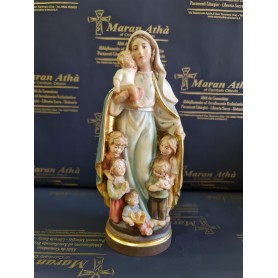 Scultura in Legno Maria Protezione dei Bambini cm 20