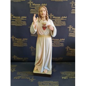 Scultura in Legno Sacro Cuore di Gesù cm 30