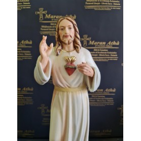 Scultura in Legno Sacro Cuore di Gesù cm 30