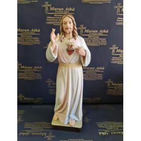 Scultura in Legno Sacro Cuore di Gesù cm 30