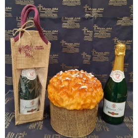 Panettone e Spumante in cera "del ricordo" 3 fiamme