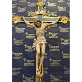 Croce in legno scolpita cm 82