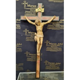 Cristo Scolpito (cm 15) su croce in Legno cm 30