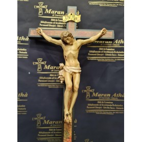 Cristo Scolpito (cm 15) su croce in Legno cm 30
