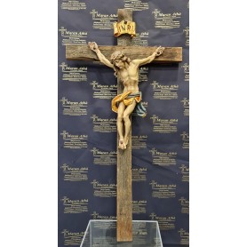 Croce 80 cm realizzata con legno antico e Cristo cm 30