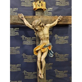 Croce 80 cm realizzata con legno antico e Cristo cm 30