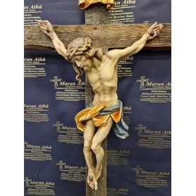 Croce 80 cm realizzata con legno antico e Cristo cm 30
