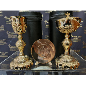Set Calice, Pisside e patena mod. "Barocco ricco" cm 26
