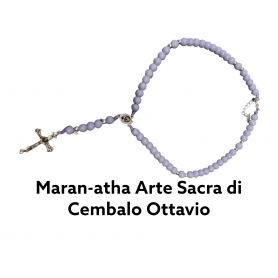 Rosario in corda con grani in vetro mm 10 opachi