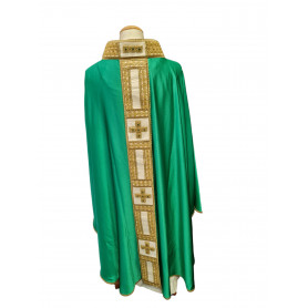 Casula Solenne "Croce Luminosa" con pietre col. verde