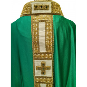 Casula Solenne "Croce Luminosa" con pietre col. verde