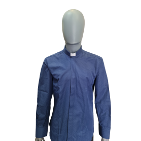 Camicia Clergiman Blu tessuto Lavorato Dis. 4