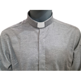 Camicia Clargyman Flanella Grigio Chiaro