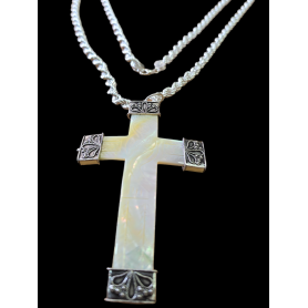 Croce in madreperla completa di Catena - Argento 925