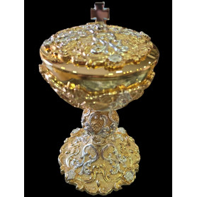 Calice e pisside abbinati mod. Barocco - variante oro/Argento