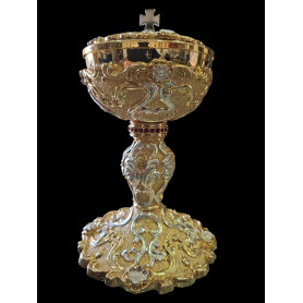 Calice e pisside abbinati mod. Barocco - variante oro/Argento