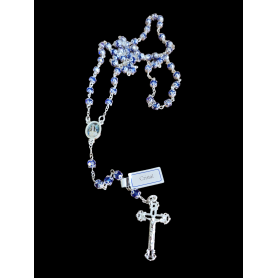 Rosario in cristallo e filigrana col. celeste. Personalizzabile
