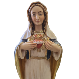 Cuore Immacolato di Maria - scultura in legno cm 35