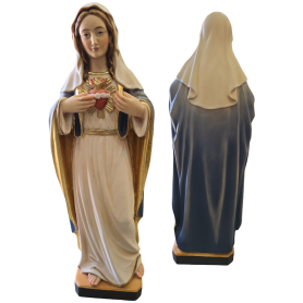 Cuore Immacolato di Maria - scultura in legno cm 35