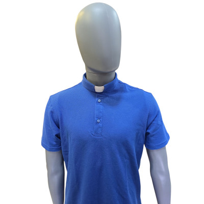Polo Sacerdotale Manica corta colore Royal