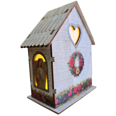 Casetta in legno 3D con luce cm 10x13