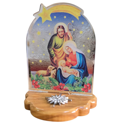 Presepe in ulivo e plex cm 6x8