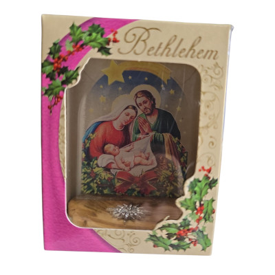Presepe in ulivo e plex cm 6x8