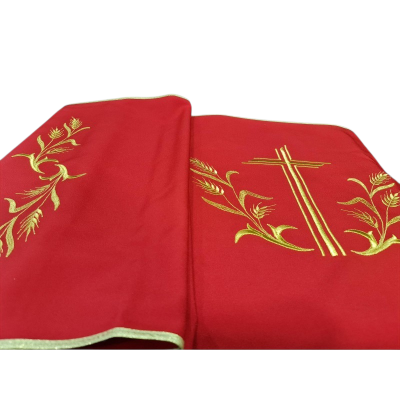 Velo Omerale: Palmette e croce, col. rosso