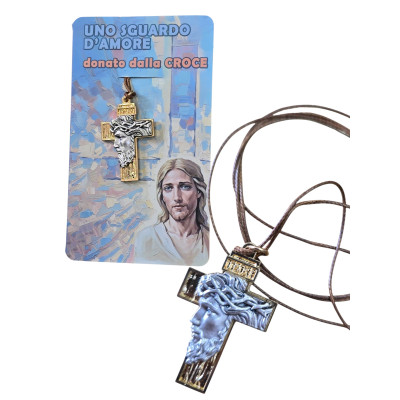 Croce in Metallo con Volto di Cristo