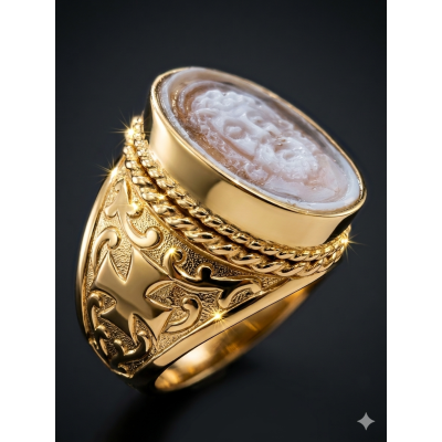 Anello Episcopale  con cammeo Volto Santo - Argento 925%