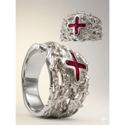 Anello Episcopale - Corona di Spine . Argento 925%