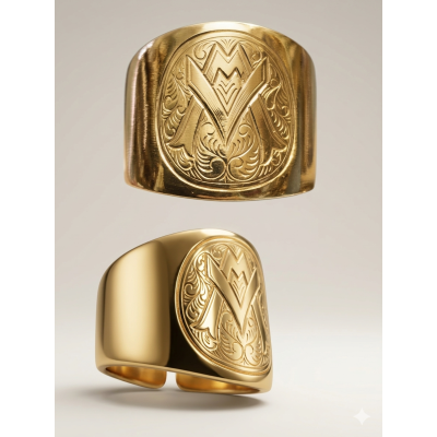 Anello Episcopale con monogramma Mariano - dorato