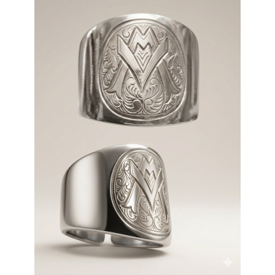 Anello Episcopale con monogramma Mariano - Argento 925%