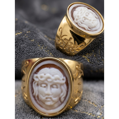 Anello Episcopale "Ecce Homo" argento 925% dorato