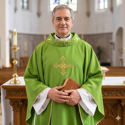 Casula Maran-atha croce/collo ricamato - Col Verde