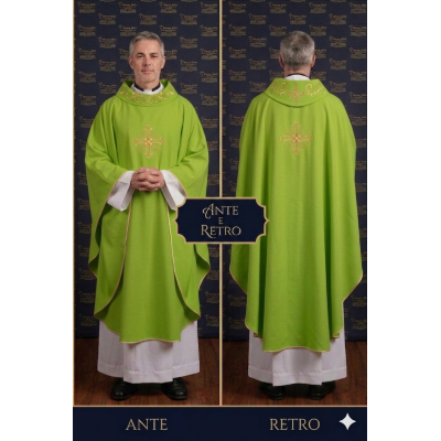 Casula Maran-atha croce/collo ricamato - Col Verde
